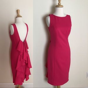 Badgley Mischka Pink Ruffle Back Dress Sz 2